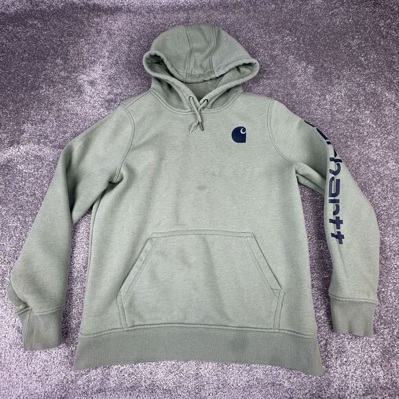 Carhartt Hoodie Boys Youth Medium Relaxed Fit Light Green Pullover Outdoors Work - Picture 1 of 8